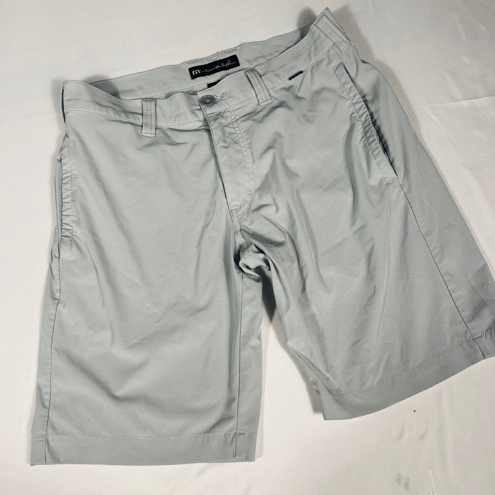 TravisMathew Mens‎ Grey Micro Stripe Golf Shorts Size 30 Performance Stretch